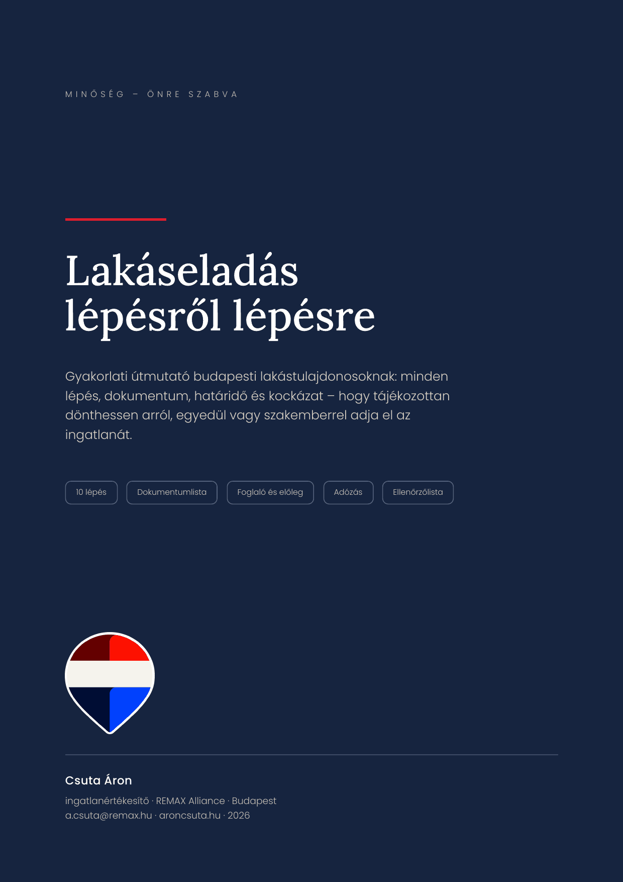 A „Lakáseladás lépésről lépésre” útmutató borítója